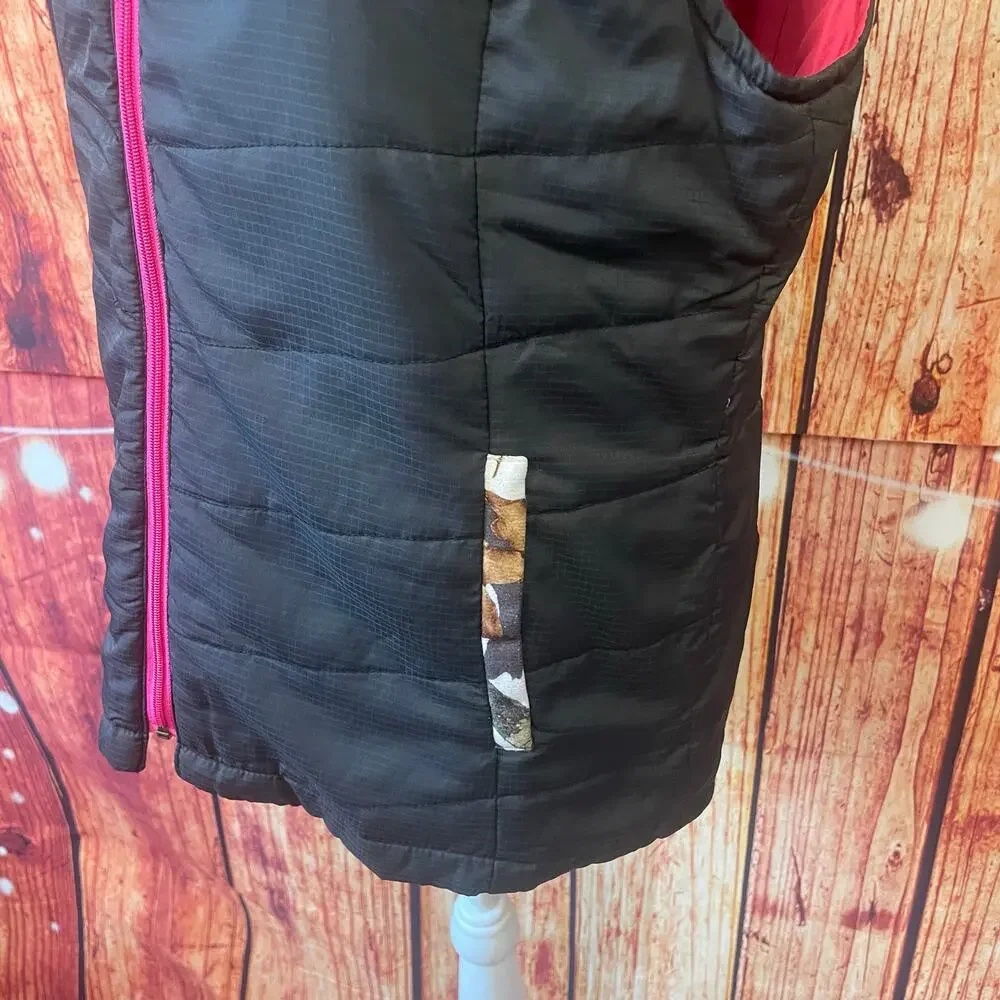 Rocky quilted vest women's size Medium black/hot pink/Mossy Oak camo zip front